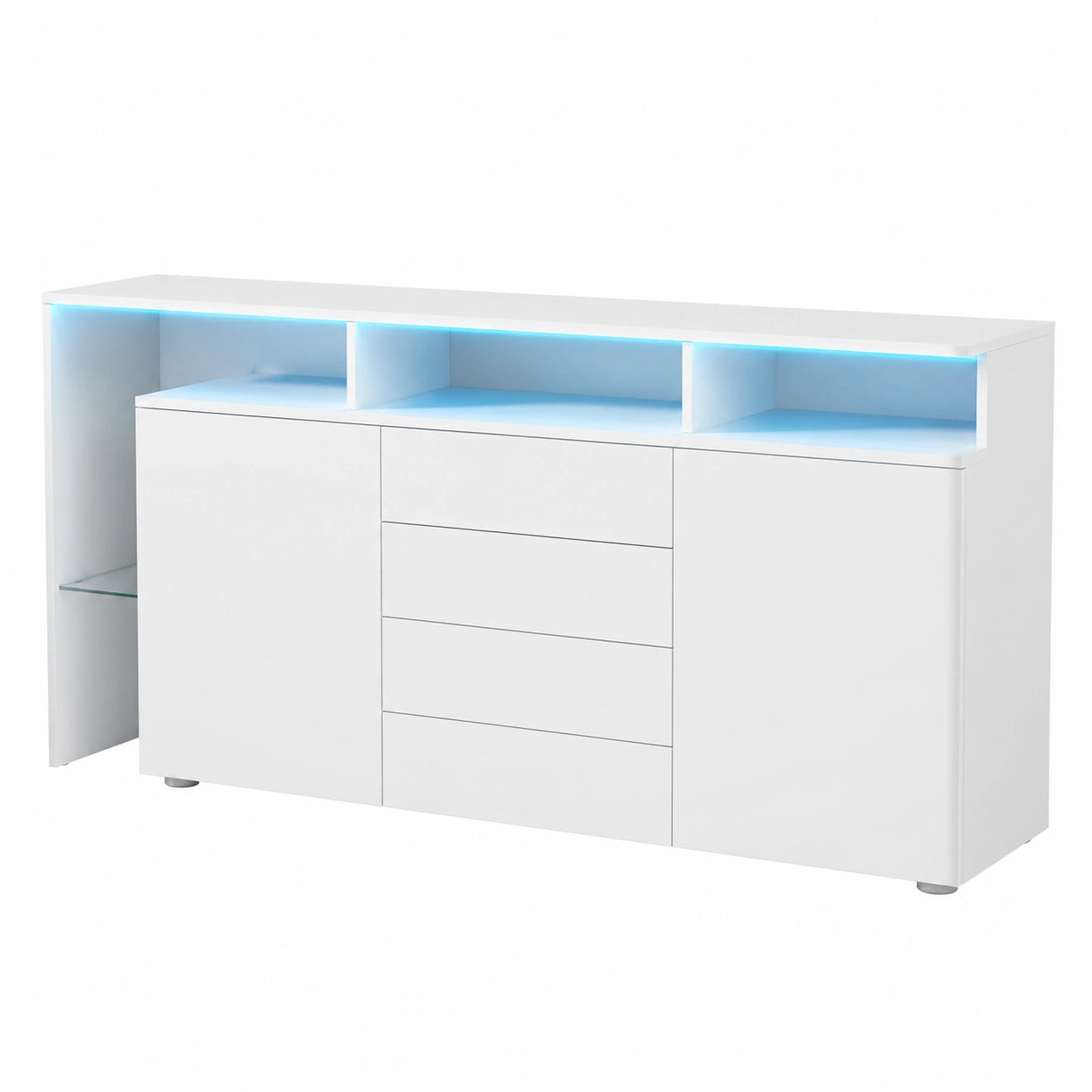 Hochglanz-LED-Kommode in Weiß für Wohnzimmer & Esszimmer