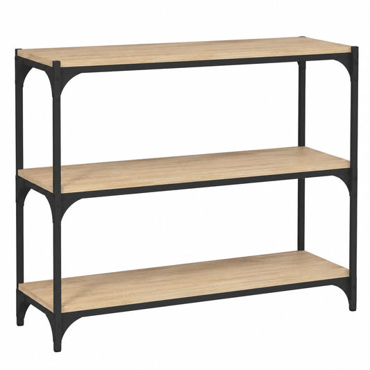 Industrielles Bücherregal und TV-Lowboard, 100x33x70,5 cm, Holzwerkstoff mit Stahl, Sonoma-Eiche, 3 Regalböden für Wohnzimmer