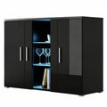 Wohnzimmerschrank SOHO S7 mit LED-Beleuchtung, 3 Türen, Schwarz Hochglanz