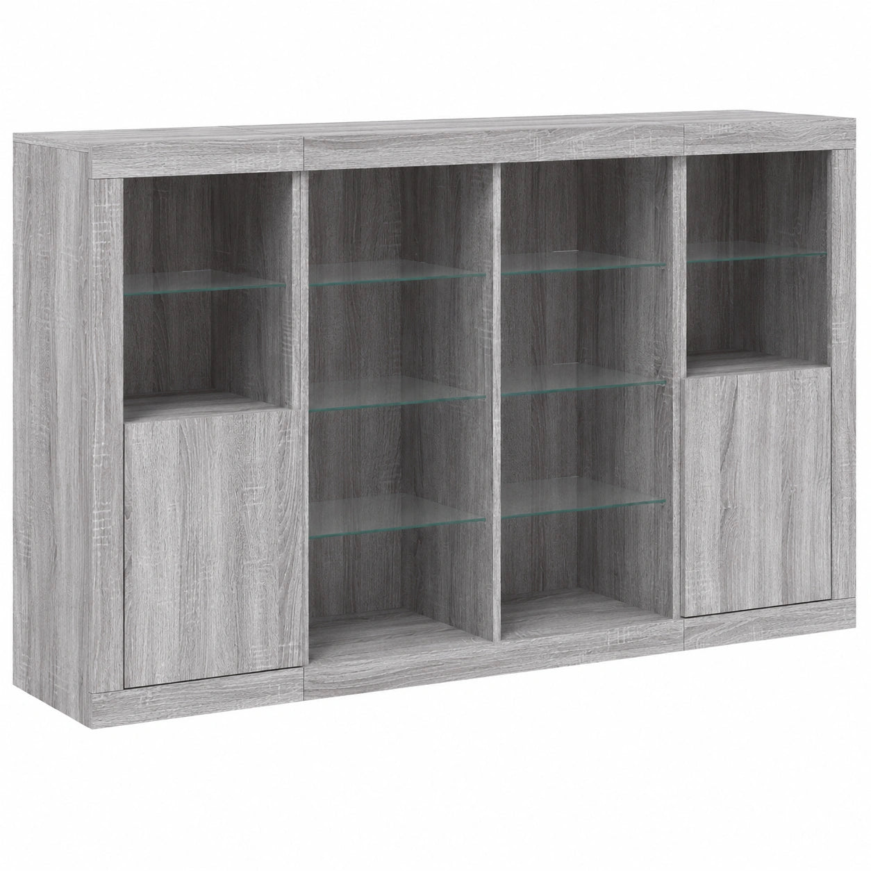 Moderne Kommode mit LED, Viel Stauraum, Graue Sonoma-Eiche