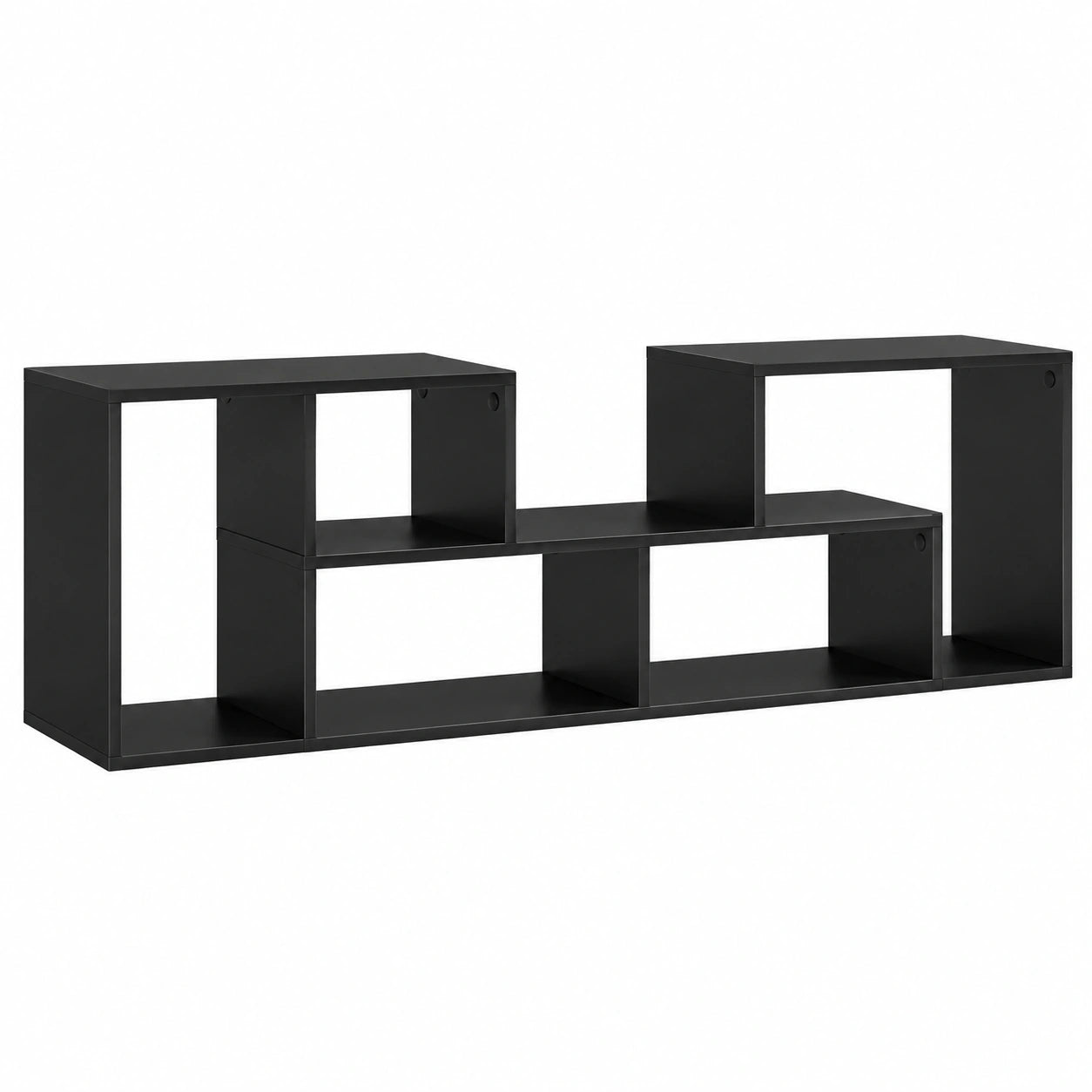 FANTASK TV-Schrank Set 3-teilig, Modular & Ausziehbar, für Fernseher bis 65 Zoll, Schwarzes Lowboard
