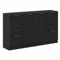 Modernes Sideboard in Schwarz-Eiche, mit Schubladen und Türen, 120x30x70 cm