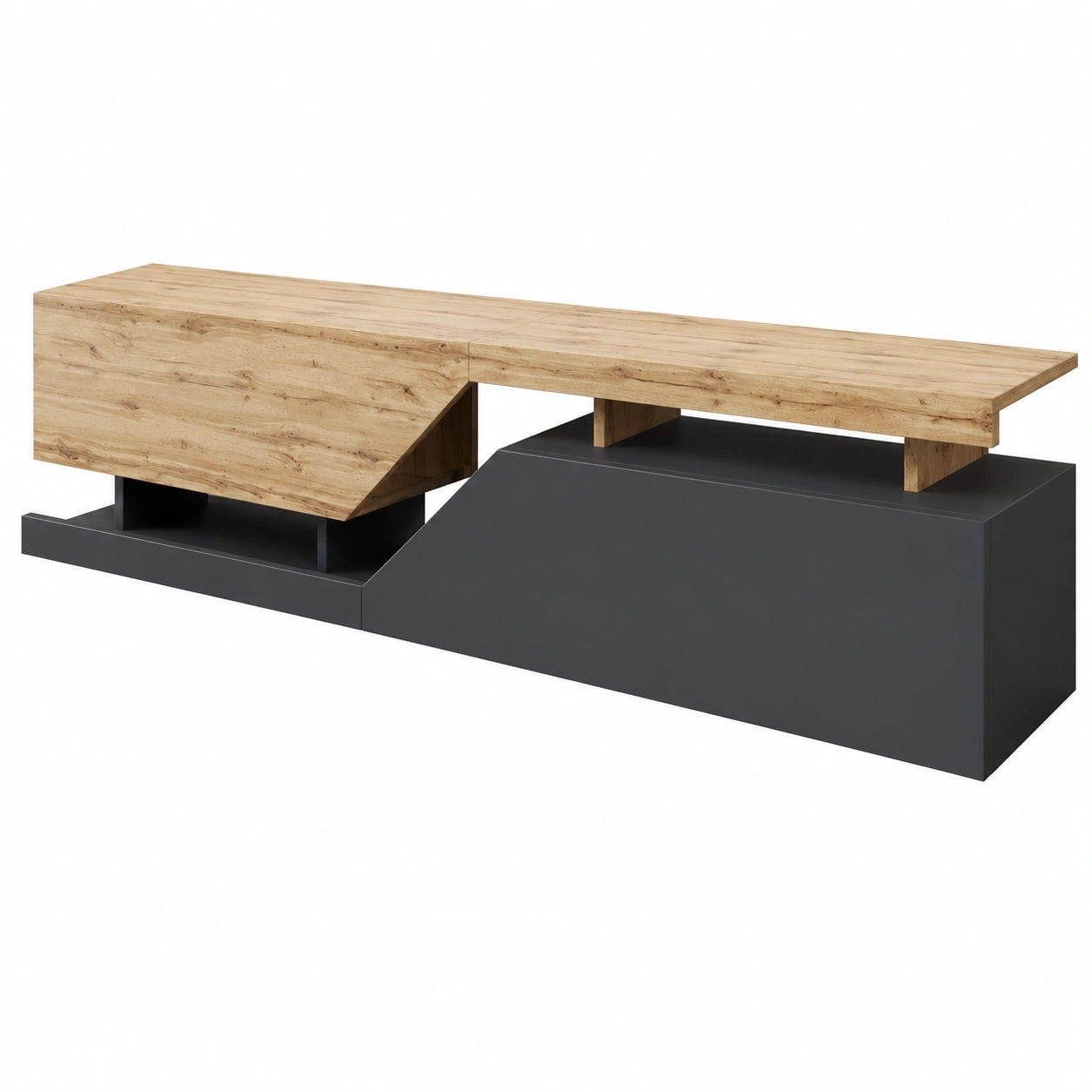 Multifunktions-TV-Schrank 160x35x47 cm, Wotan Eiche/Grau, ideal für Wohnzimmer & Schlafzimmer