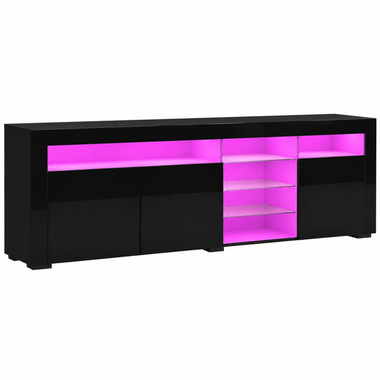 LED-TV-Lowboard in Hochglanz Schwarz mit 3 Türen, 180 cm