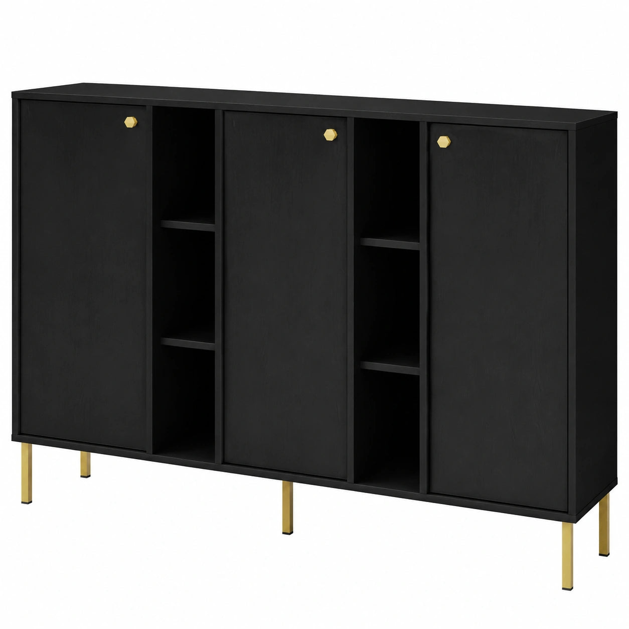 Masseno Torino Kommode 158 cm - Modernes Sideboard mit 3 Türen für Wohn- und Schlafzimmer, in Graphit