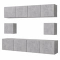 Modernes TV-Schrank-Set, Wohnwand für Wohnzimmer & Jugendzimmer, Komplett Möbelset in Betongrau