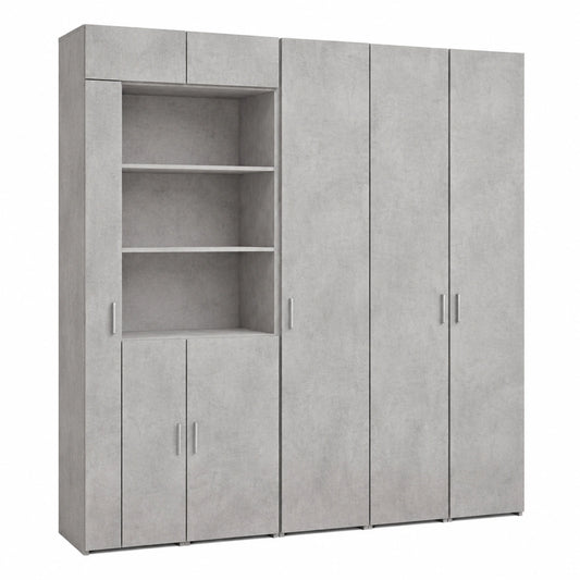 Hohes Sideboard Aufbewahrungsschrank für Schlafzimmer und Wohnzimmer in Betongrau, 40x42,5x185cm