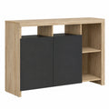 Moderner TV-Schrank 110 cm in Bucheoptik mit schwarzen Türen