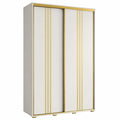Moderner Kleiderschrank Cannes mit Schiebetüren, Kleiderstange und Regalen - Weiß/Gold - 205,2x130x45 cm