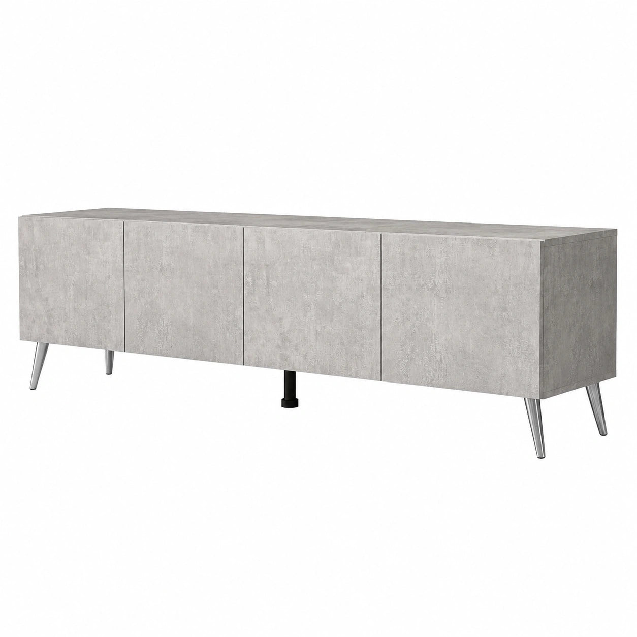 Lookway Stilvoller TV-Unterschrank in Betonoptik mit Schrägbeinen – COLGANTE 200 cm (Beine: Silberchrom)