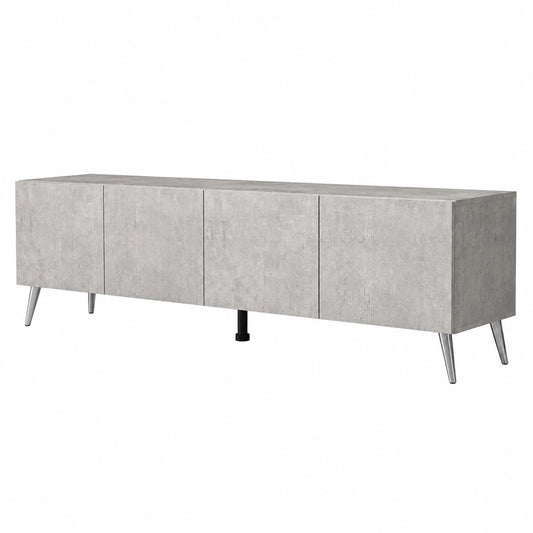 Lookway Stilvoller TV-Unterschrank in Betonoptik mit Schrägbeinen – COLGANTE 200 cm (Beine: Silberchrom)
