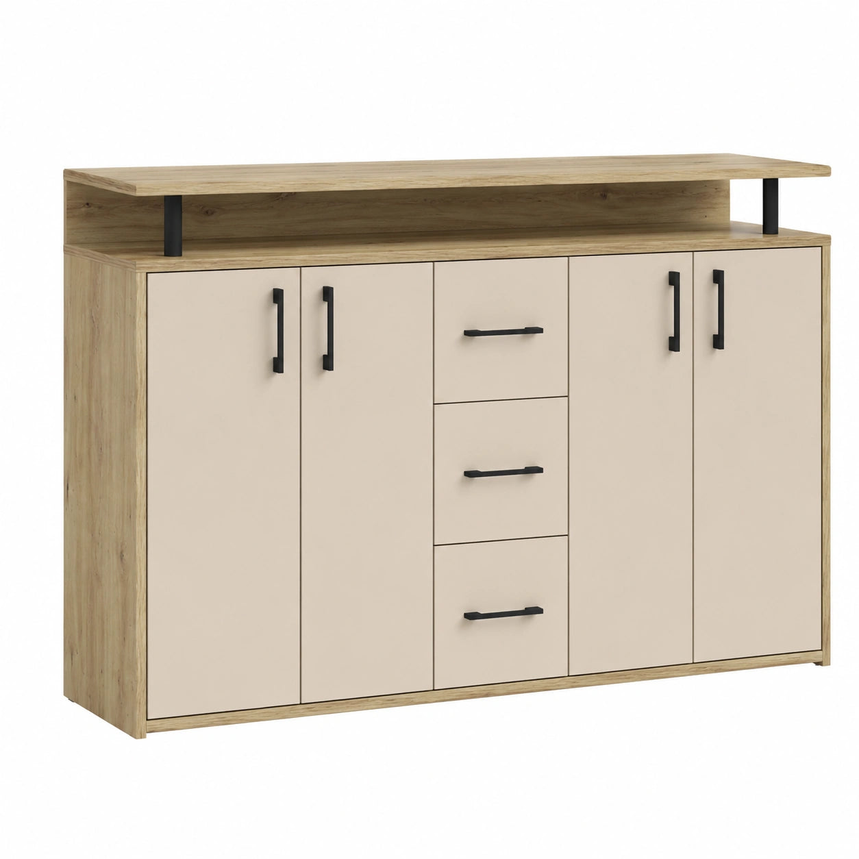 Moderner Highboard Schrank in Kaschmir und Eiche mit Stauraum