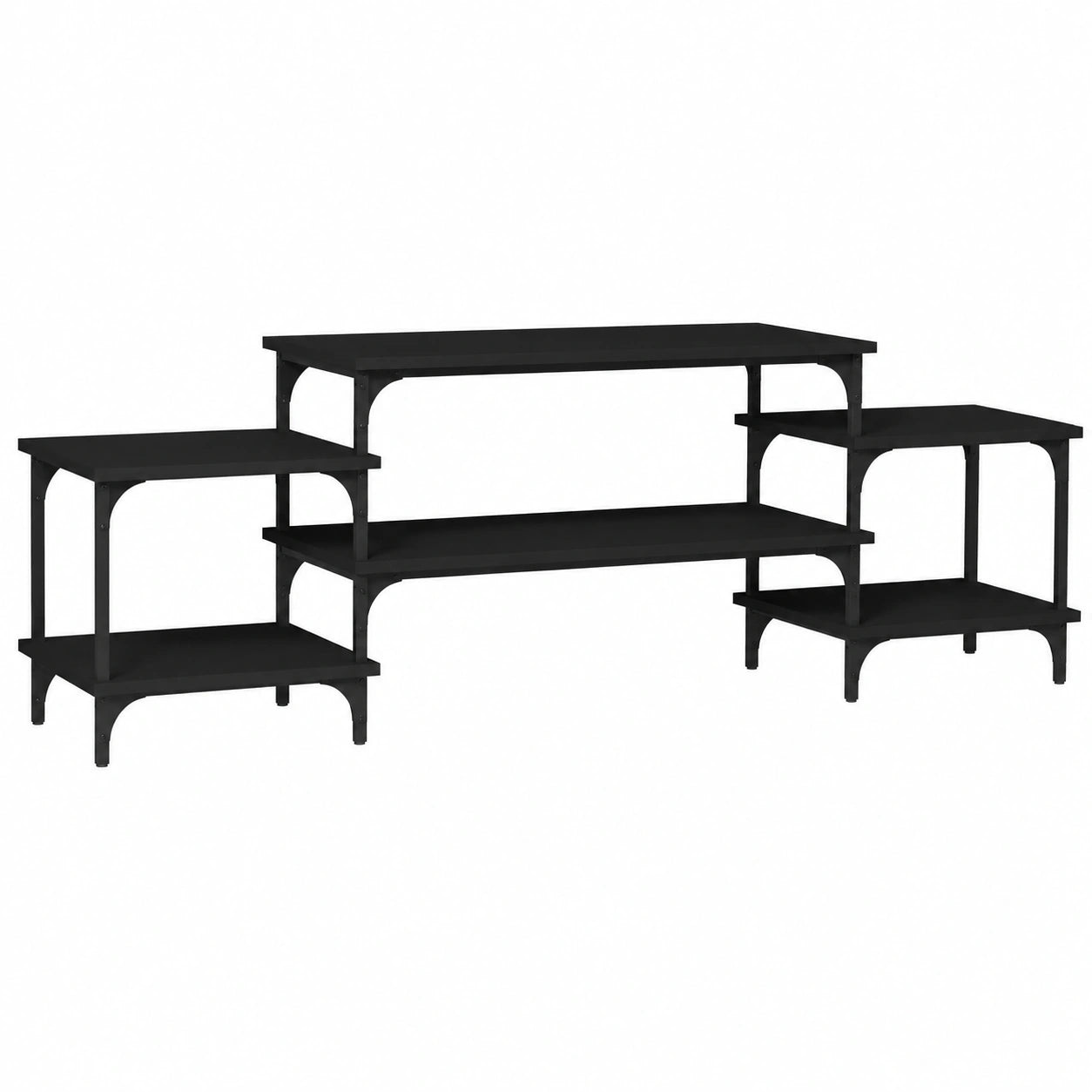 Moderner TV-Schrank in Schwarz mit verstellbaren Füßen und Stauraum, 157x35x52 cm