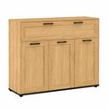 Moderner TV-Schrank 100 cm mit 3 Türen und 1 Schublade in Buchenholzoptik