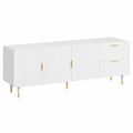 Moderner TV-Schrank mit Regalen und goldenen Akzenten, 170x36x55cm, Weiß