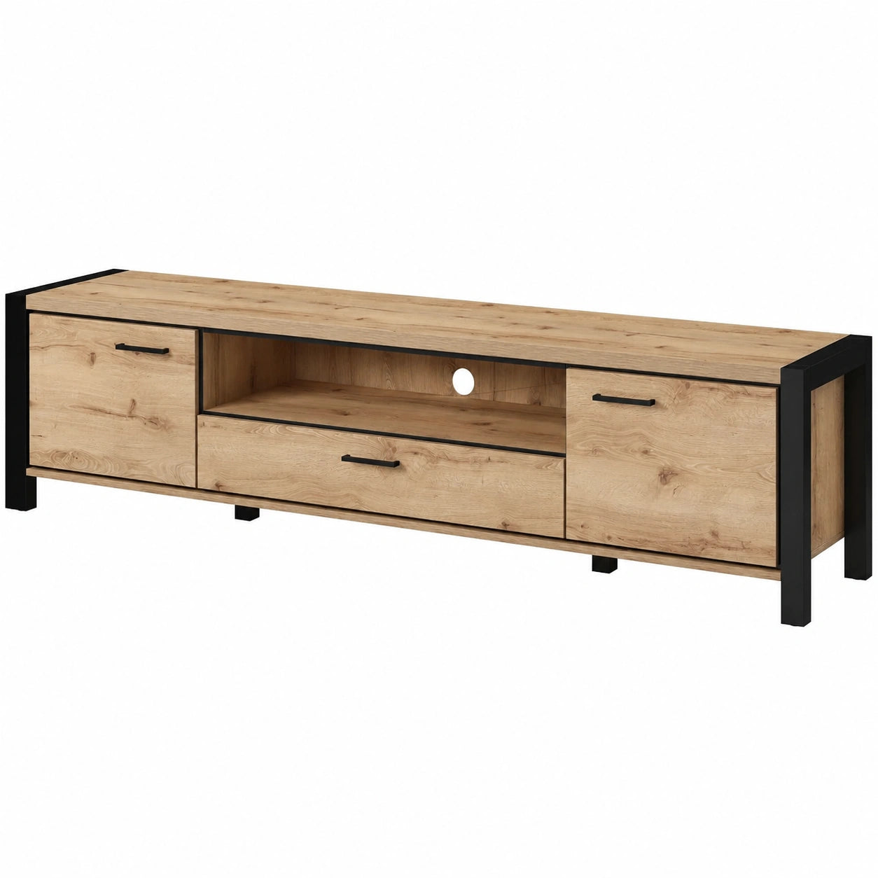 Moderner TV-Schrank ATTIVO 210 cm, Eiche, mit Schublade und Türen