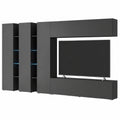 Dmora - TV-Wandset Carmelo, 5-türig, Multifunktionsmöbel für Wohnzimmer, 100% Made in Italy, 340 x 30 x 180 cm, Anthrazit
