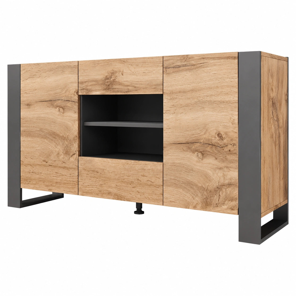 Weelo Sideboard mit Türen und Schubladen, Wotan/Anthrazit