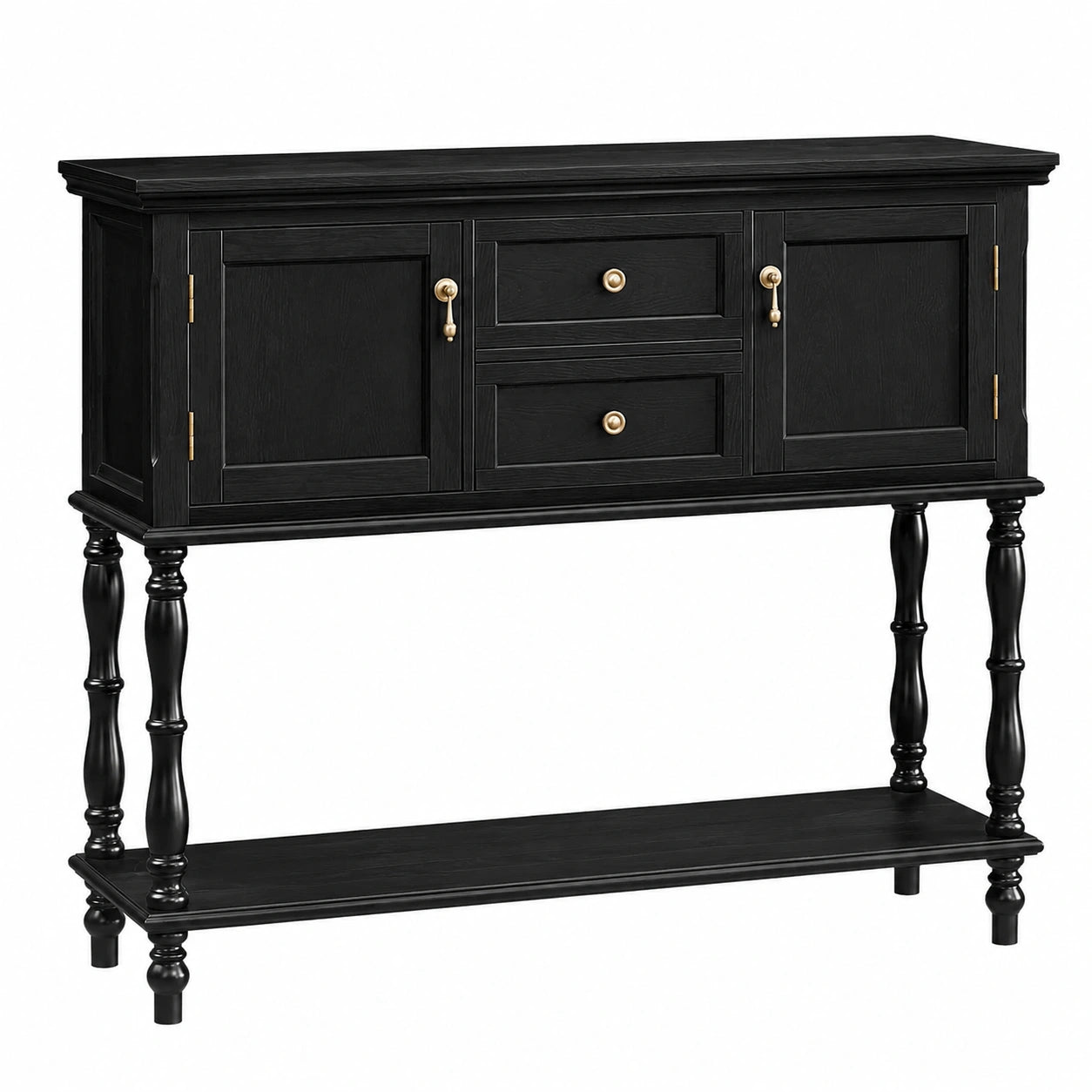 Schmaler Konsolentisch aus Holz mit Schublade und Stauraum, Schwarz für Wohnzimmer, Flur, Schlafzimmer
