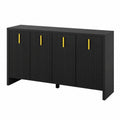 Elegantes Sideboard in Schwarz mit goldenen Griffen und verstellbaren Fächern für vielseitigen Stauraum