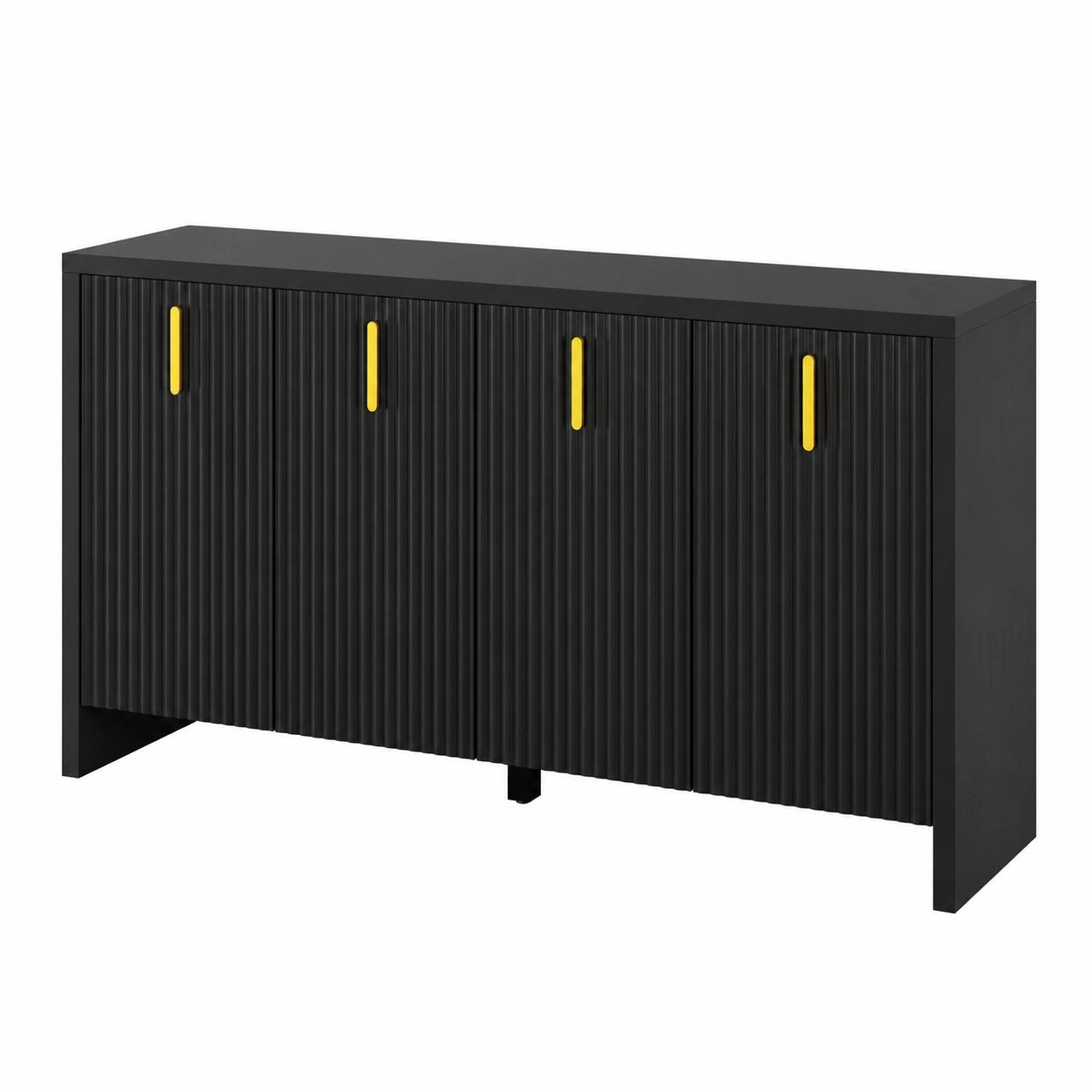 Elegantes Sideboard in Schwarz mit goldenen Griffen und verstellbaren Fächern für vielseitigen Stauraum