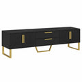 Eleganter TV-Schrank mit goldenen Griffen und Füßen, gravierte Türstruktur, luxuriöse Aufbewahrung für das Wohnzimmer