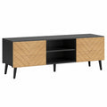TV-Sideboard Set, Holzoptik, Schwarz und Holzfarbton, 2-teiliges Wohnzimmermöbel
