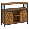 VASAGLE Sideboard mit Schiebetüren, verstellbaren Einlegeböden, rustikal Braun-Schwarz, 100 x 33 x 80 cm