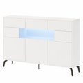 Modernes Sideboard Weiß Hochglanz mit LED-Beleuchtung und Stauraum