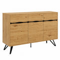 Modernes 3-türiges Sideboard aus Holz mit Metallbeinen und großem Stauraum, 140 cm breit